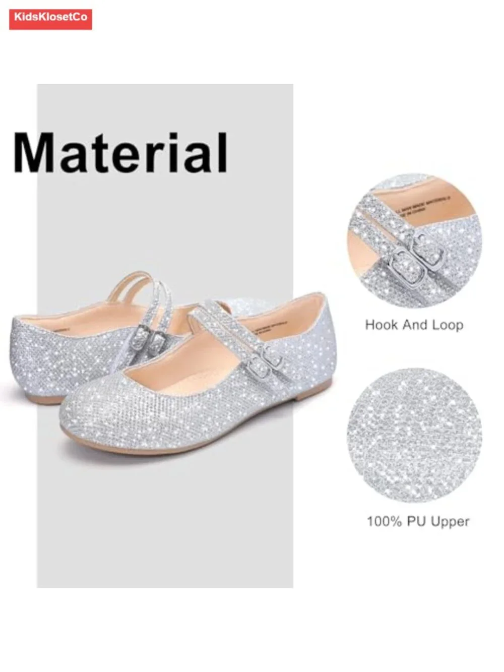 Girls Mary Jane Flats Dress Shoes Ballet Hook Loop Back to School Princess